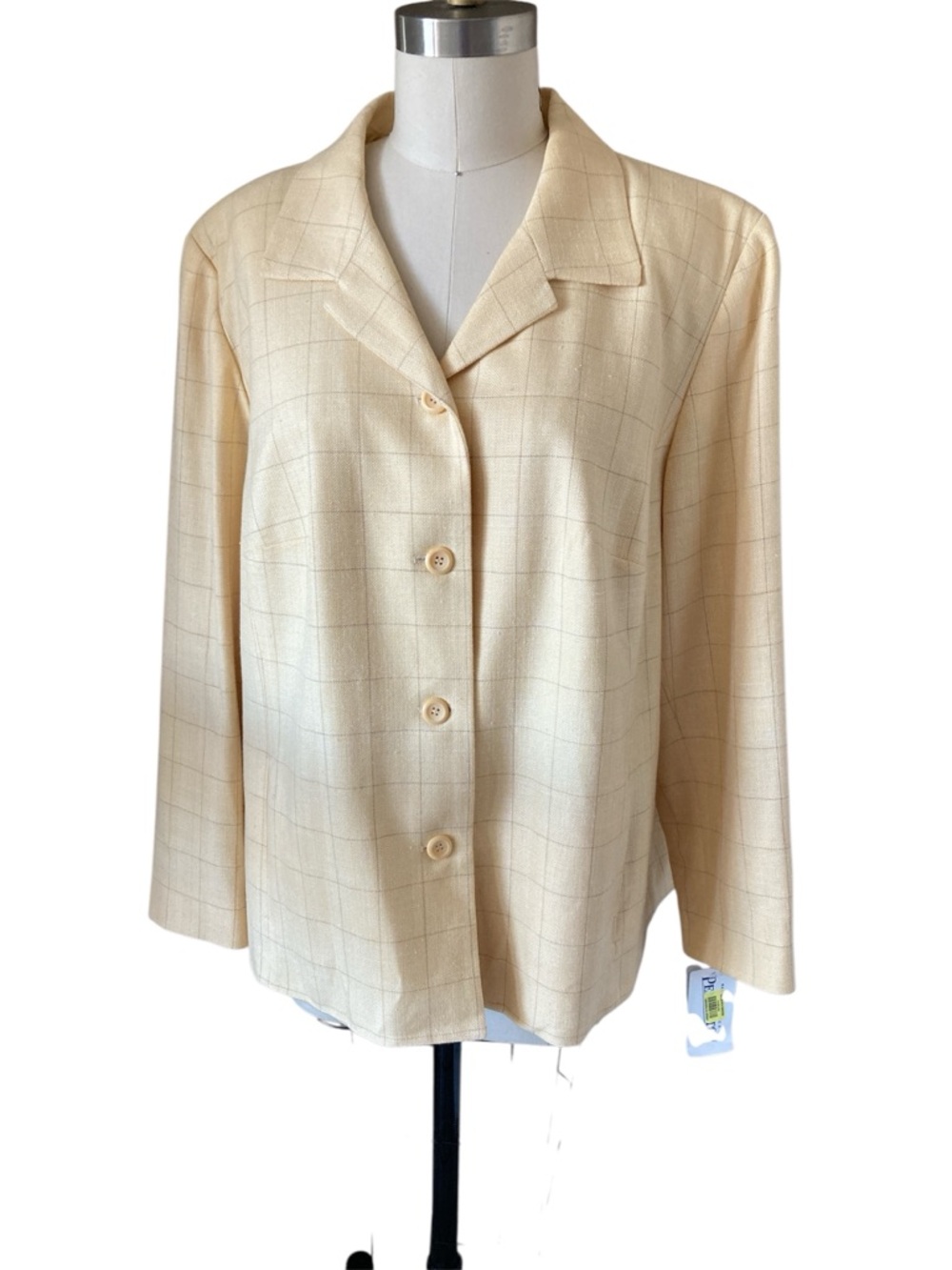 Pendleton Canary Yellow Check Button-Front Blazer